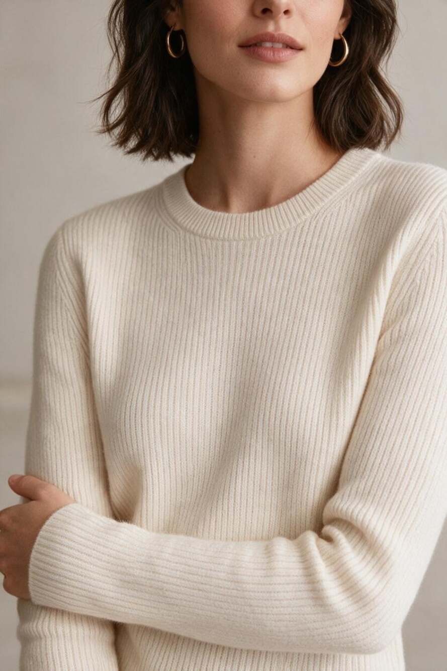 Wilfred Aritzia Cream Merino Wool Crewneck Sweater Size Small Cozy Minimalist